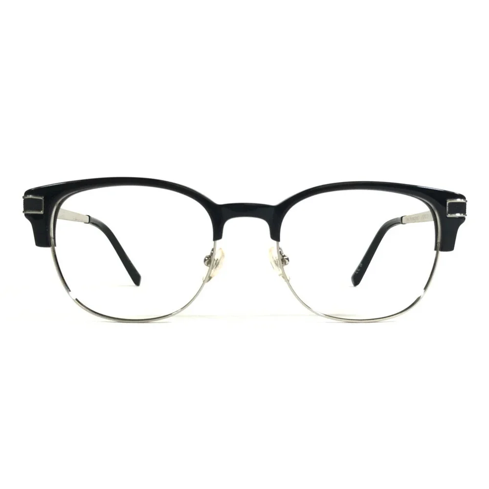 Penguin Eyeglasses Frames THE PRINCETON BK Black Silver Round Full Rim 50-19-140